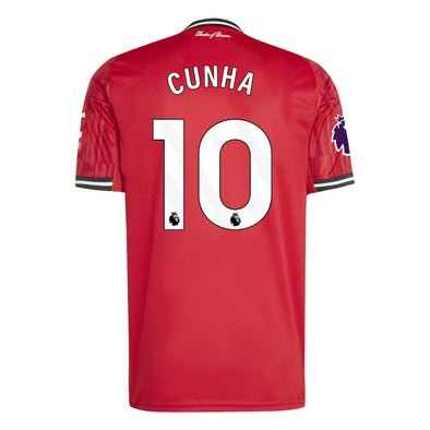 Men's Replica adidas Cunha Manchester United Home Jersey 25/26