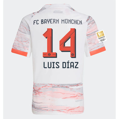 Men's Replica adidas Luis Diaz Bayern Munich Away Jersey 25/26