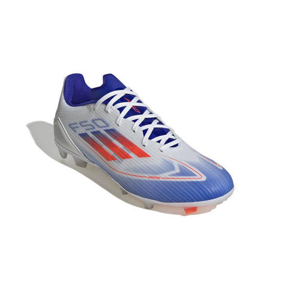 adidas F50 League Laceless FG/MG Firm Ground Soccer Cleat White/Solar Red/Lucid Blue