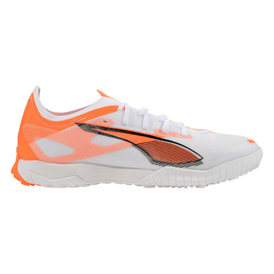 Puma Ultra 5 Match TT Turf Soccer Cleat- White/Black-Glowing Red