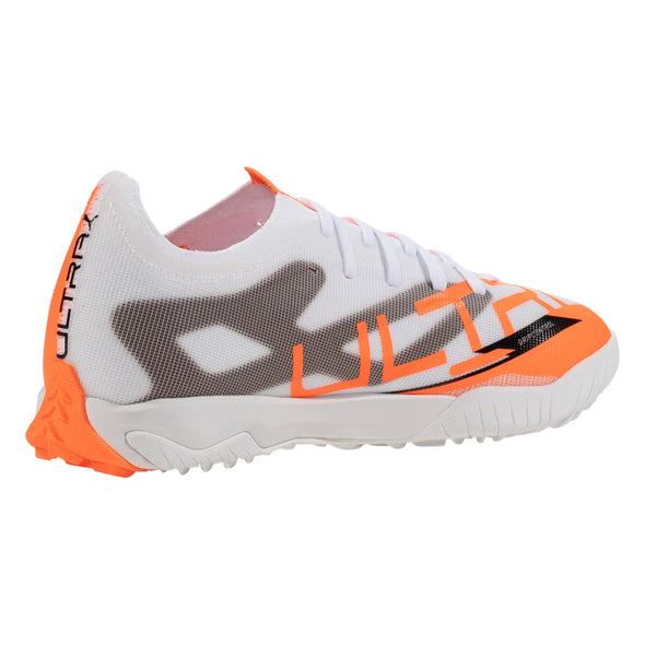 Puma Ultra 5 Match TT Turf Soccer Cleat- White/Black-Glowing Red