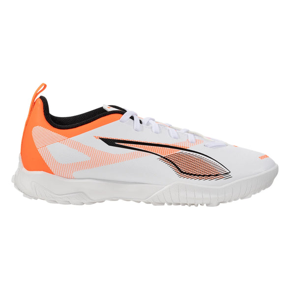 Puma Ultra 5 Play TT Junior Turf Soccer Cleat- White/Black-Glowing Red