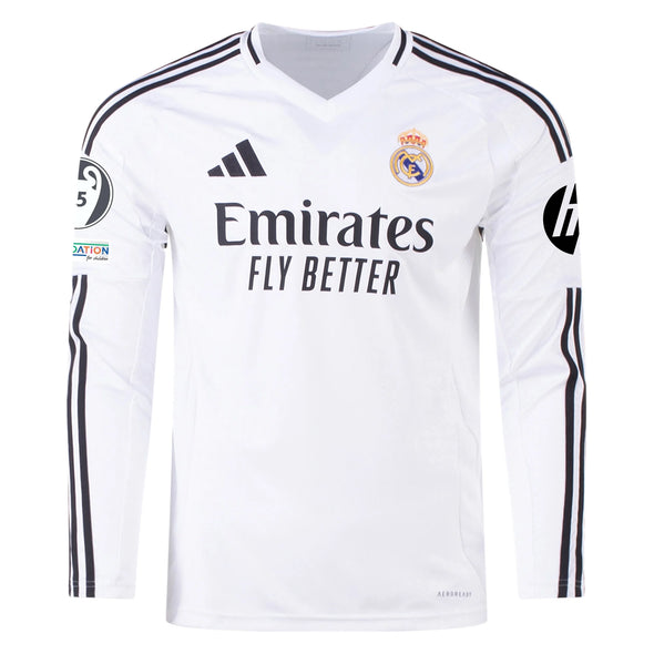 Men's Replica adidas Valverde Real Madrid Long Sleeve Home Jersey 24/25 - UCL