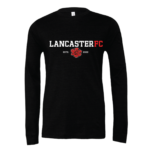 Lancaster FC FAN (Club Name) Bella + Canvas Long Sleeve Triblend T-Shirt Heather Black