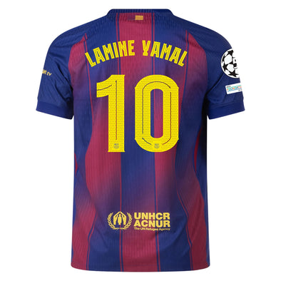 Men's Authentic Nike Lamine Yamal Barcelona Home Jersey 25/26 - UCL
