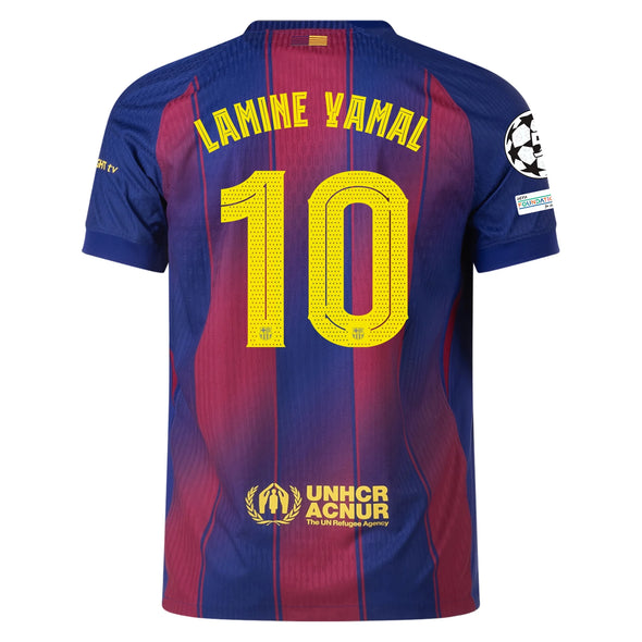 Men's Authentic Nike Lamine Yamal Barcelona Home Jersey 25/26 - UCL