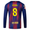 Men's Replica Nike Pedri Barcelona Long Sleeve Home Jersey 25/26