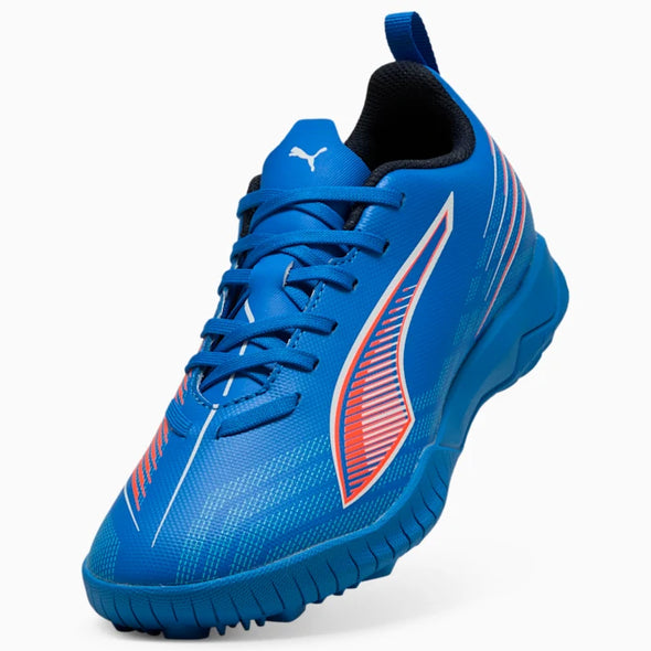Puma Ultra 6 Play TT Junior Turf Soccer Cleat- ULTRA BLUE/PUMA WHITE/GLOWING RED