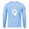 Men's Replica Puma Haaland Manchester City Long Sleeve Home Jersey 23/24