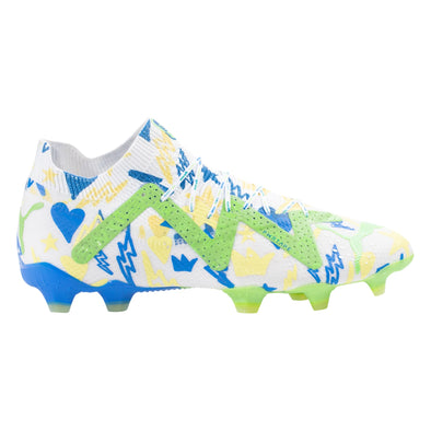 Puma Future Ultimate NJR FG/AG Soccer Cleat - White/Racing Blue/Lemon Meringue/Parakeet Green