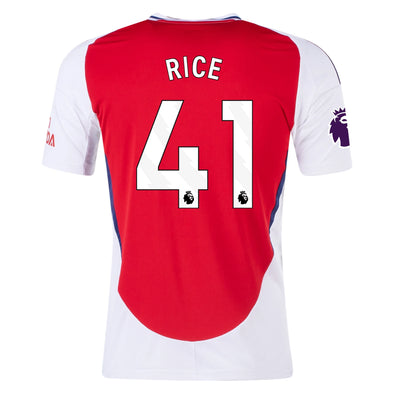 Men's Replica Adidas Rice Arsenal Home Jersey 24/25