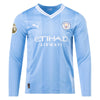 Men's Replica Puma J. Alvarez Manchester City Long Sleeve Home Jersey 23/24