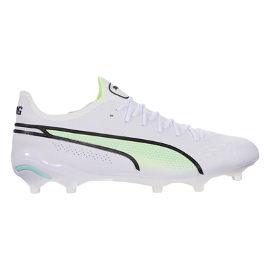 Puma King Ultimate FG/AG Firm Ground Soccer Cleat - White/Black/Yellow/Peppermint