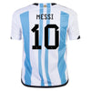Youth Replica adidas Messi Argentina THREE STAR Home Jersey 2023