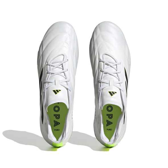 adidas Copa Pure.1 FG Firm Ground Soccer Cleat White/Core Black/Lucid Lemon