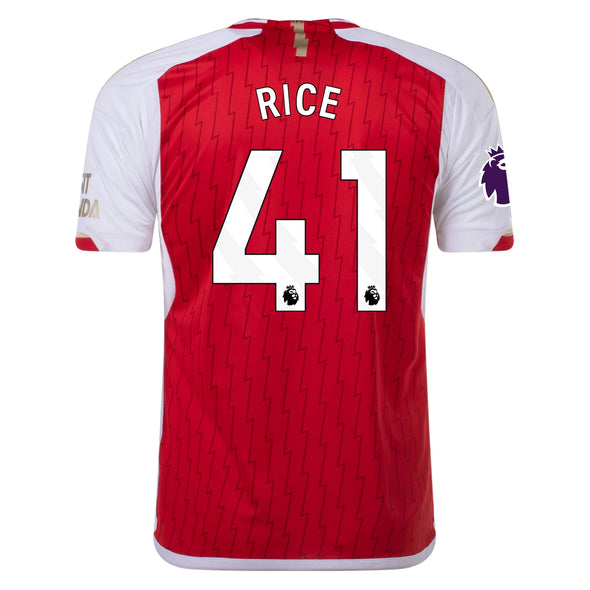 Youth adidas Rice Home Arsenal 23/24 Home Jersey + Official EPL Patch