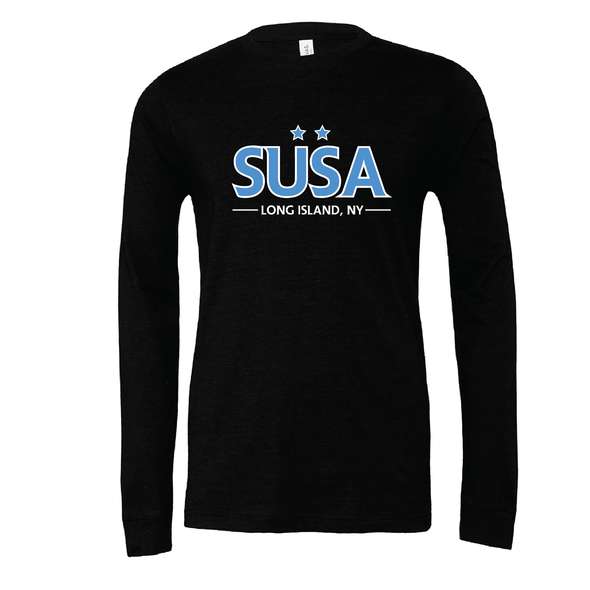 SUSA (Club Name) Bella + Canvas Long Sleeve Triblend T-Shirt Heather Black