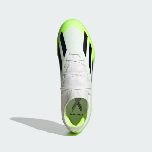 adidas X CrazyFast.3 TF Turf Soccer Cleat - White/Core Black/Lucid Lemon