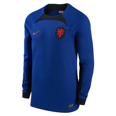 Men's Replica Nike Netherlands Long Sleeve Away Jersey 2022