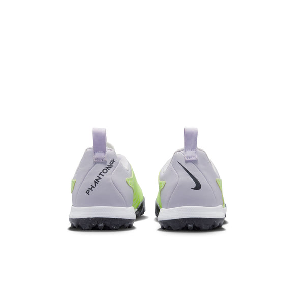 Nike Junior Phantom GX Academy TF Turf Soccer Cleats - Grey/Volt/Grape