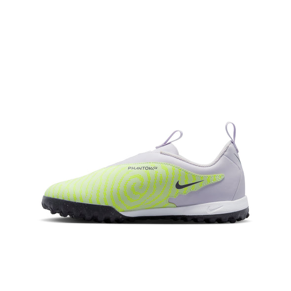 Nike Junior Phantom GX Academy TF Turf Soccer Cleats - Grey/Volt/Grape