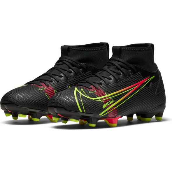 Nike JUNIOR Mercurial Superfly 8 Academy MG - Black/Cyber/Off Noir/Rage Green/Siren Red