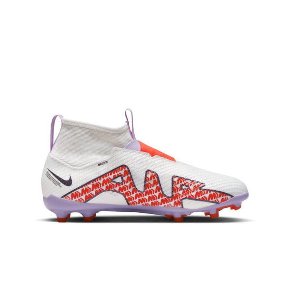 Nike Junior Air Zoom Mercurial Superfly 9 Pro FG Firm Ground Soccer Cleat - White/Off Noir/Coconut Milk/Bright Crimson