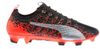Puma evoPOWER Vigor 1 Firm Ground Soccer Cleat - Black/Silver/Fiery Coral