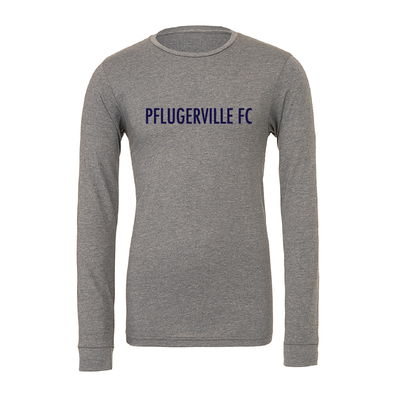 Pflugerville FC FAN (Club Name) Bella + Canvas Long Sleeve Triblend T-Shirt Grey