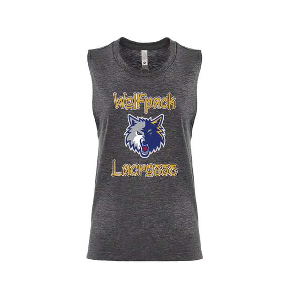 Wolfpack Lacrosse SUPPORTERS Next Level Ladies Muscle Tank Charcoal
