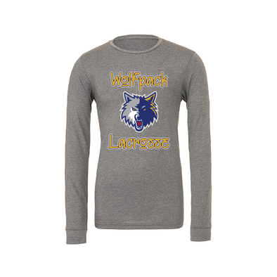 Wolfpack Lacrosse SUPPORTERS Bella + Canvas Long Sleeve Triblend T-Shirt Grey