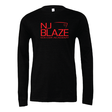 NJ Blaze (Club Name) Bella + Canvas Long Sleeve Triblend T-Shirt Heather Black