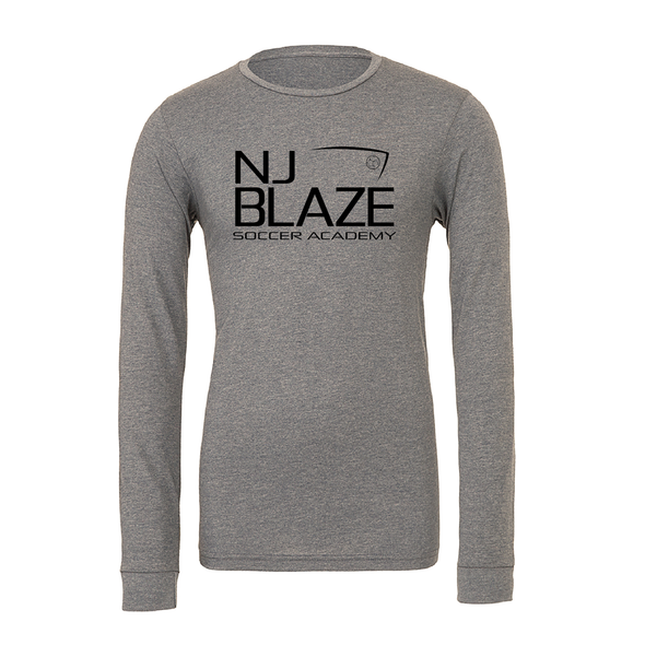 NJ Blaze (Club Name) Bella + Canvas Long Sleeve Triblend T-Shirt Grey