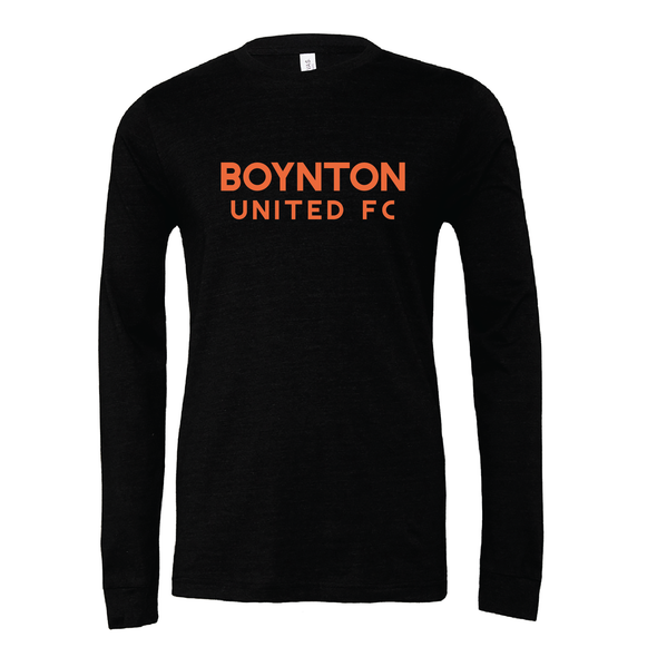 Boynton United (Club Name) Bella + Canvas Long Sleeve Triblend T-Shirt Heather Black