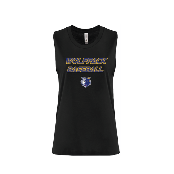 Wolfpack Baseball FAN Next Level Ladies Muscle Tank Black