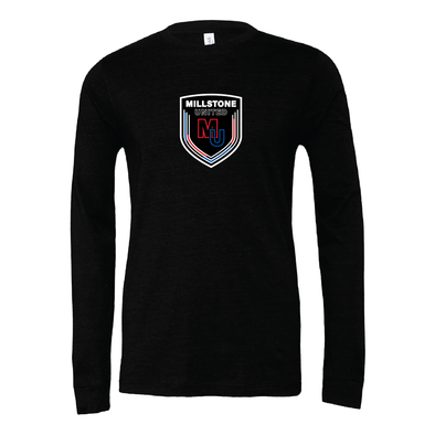 Millstone United (Logo) Bella + Canvas Long Sleeve Triblend T-Shirt Heather Black