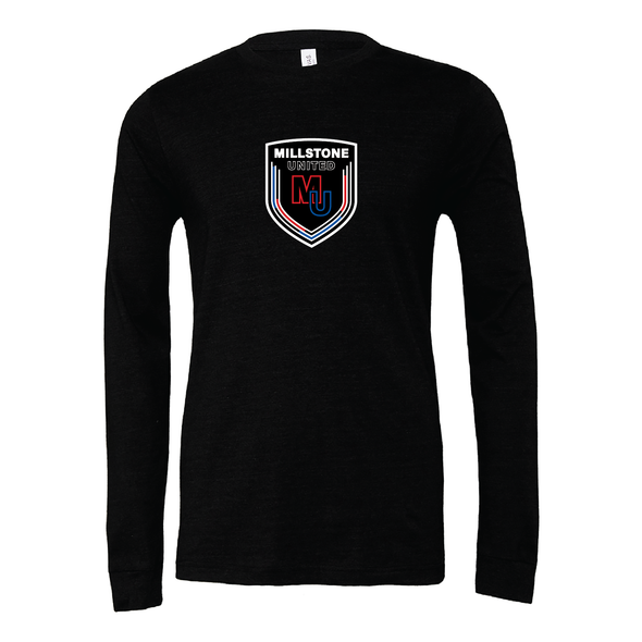 Millstone United (Logo) Bella + Canvas Long Sleeve Triblend T-Shirt Heather Black