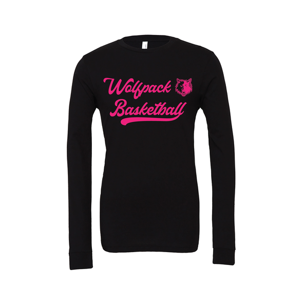 Wolfpack Basketball AUTHENTICS Bella + Canvas Long Sleeve Triblend T-Shirt Black