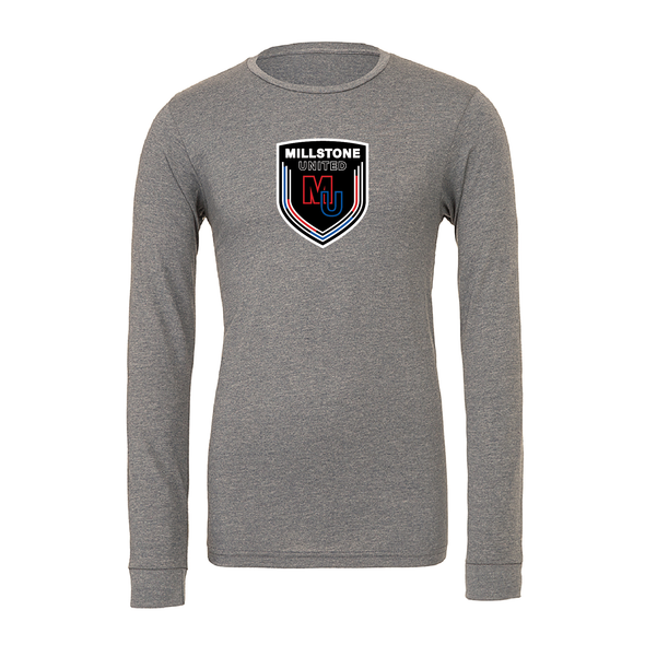 Millstone United (Logo) Bella + Canvas Long Sleeve Triblend T-Shirt Grey