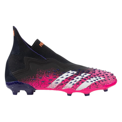 adidas Predator Freak + Junior Firm Ground Soccer Cleat -   Core Black/Cloud White/Shock Pink