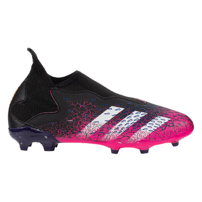 adidas Predator Freak .3 Laceless Junior Firm Ground Soccer Cleats - Black/White/Shock Pink