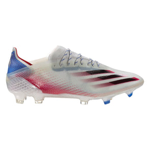 adidas X Ghosted .1 Firm Ground Cleats - Silver Metallic/Core Black/Scarlet