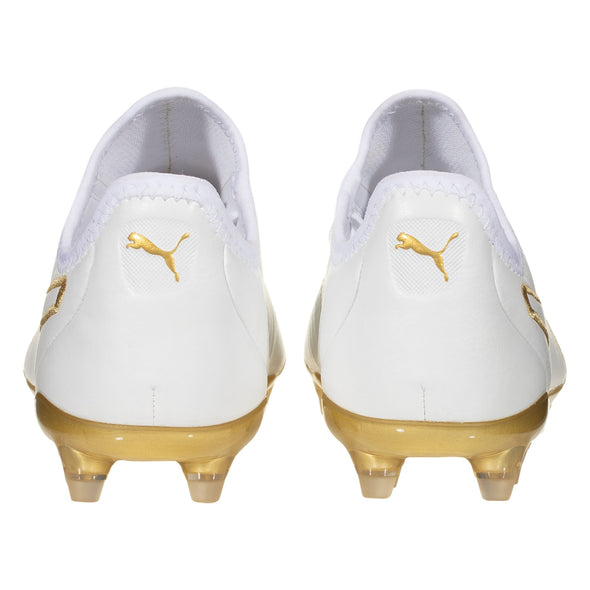 Puma King Pro Firm Ground Soccer Cleat - White / Team Gold
