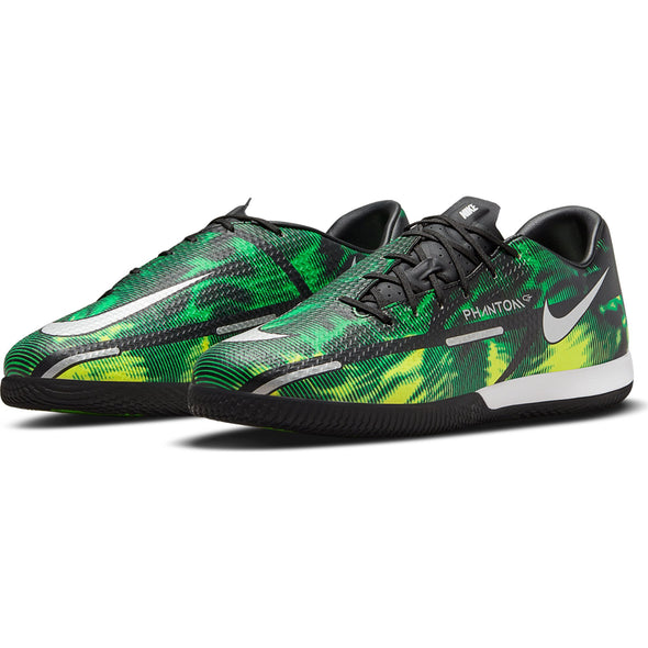 Nike Phantom GT2 Academy Shockwave IC Indoor Soccer Shoe - Black/Metallic Platinum/Green Strike