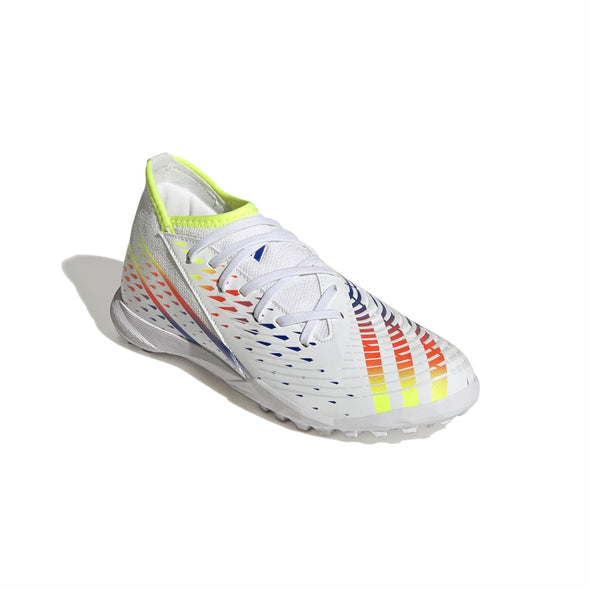 adidas Predator Edge.3 TF Junior Artificial Turf Soccer Shoes - White/Solar Yellow/Power Blue