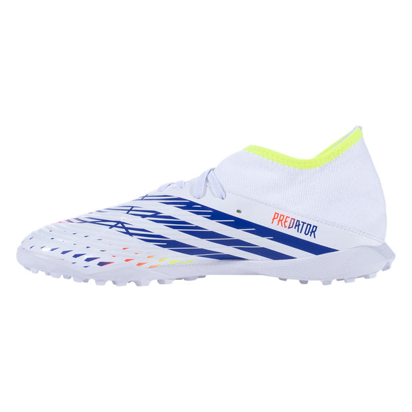 adidas Predator Edge.3 TF Junior Artificial Turf Soccer Shoes - White/Solar Yellow/Power Blue