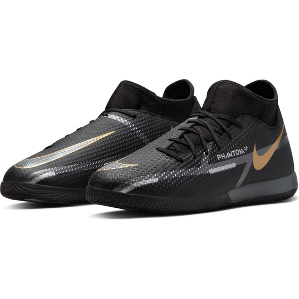 Nike Phantom GT2 Academy DF IC Indoor Soccer Shoe - Black/MetallicGrey/MetallicGold