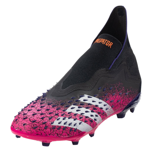 adidas Predator Freak + Junior Firm Ground Soccer Cleat -   Core Black/Cloud White/Shock Pink