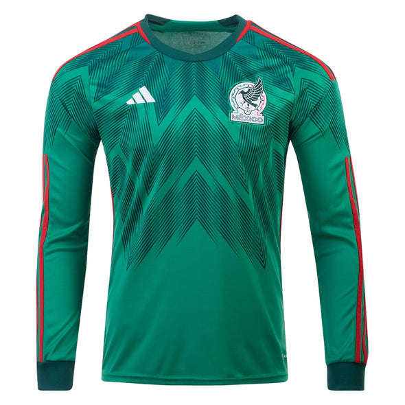 Men's Replica adidas Mexico Long Sleeve Home Jersey 2022