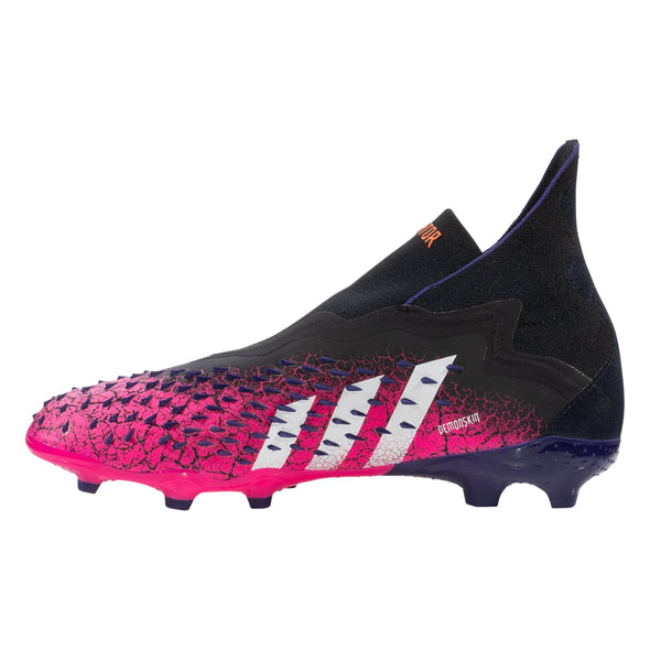 adidas Predator Freak + Junior Firm Ground Soccer Cleat -   Core Black/Cloud White/Shock Pink